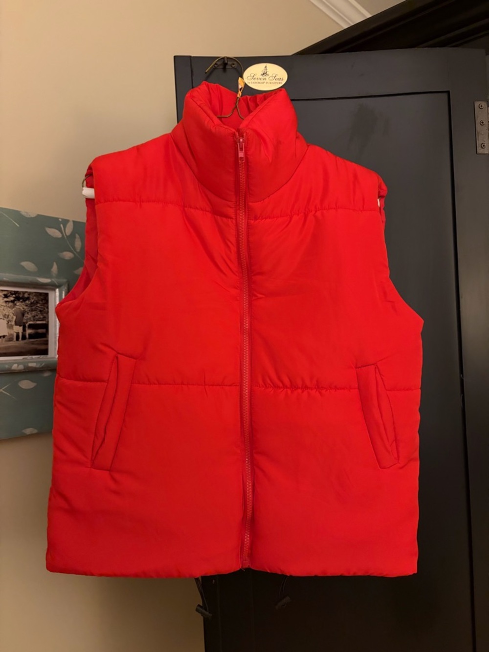 NWOT Bright Red Puffer Vest - Sleeveless Zip Front